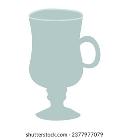 Empty glass for Mulled wine or Hot drink isolated on white background. Vector cartoon Flat illustration.