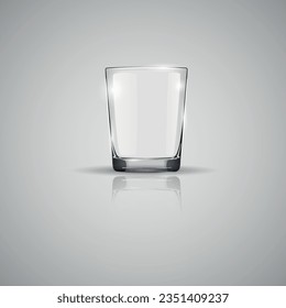 Empty glass on grey background. Realistic vector illustration.