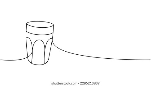 Dibujo continuo de una línea de vidrio vacío. Herramientas de cocina continua ilustración de una línea. Ilustración lineal minimalista del vector.