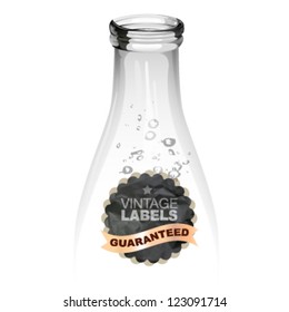 empty glass or plastic bottle with a black label. vector design