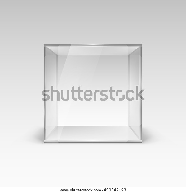 立方体の形をした空のガラスショーケース 白い背景にイラトス のベクター画像素材 ロイヤリティフリー