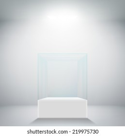 Empty glass showcase for exhibit