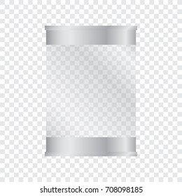 Empty glass showcase for museum exhibition. Mockup object cylinder