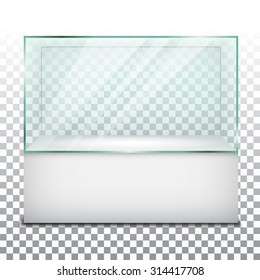 Empty glass showcase. Vector Illustration