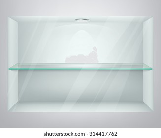 Empty glass showcase. Vector Illustration