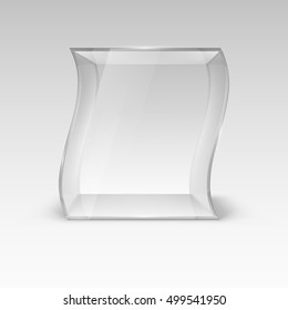 Empty Glass Showcase in Wave Form for Presentation
