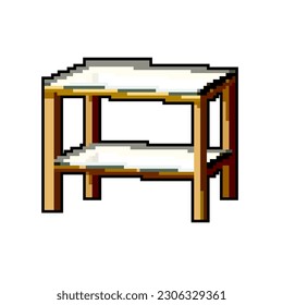 empty glass table game pixel art retro vector. bit empty glass table. old vintage illustration