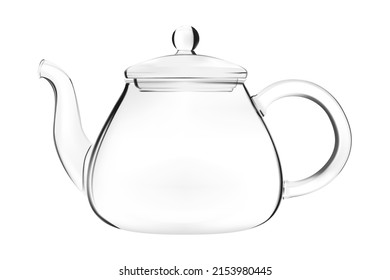 Tetera de vidrio vacía sobre fondo blanco aislado. Tetera realista o olla de té. Ilustración del vector