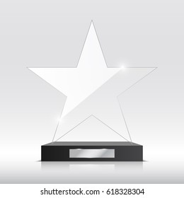 Empty glass trophy award. Star. Vector illustration.