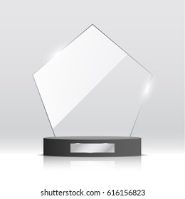 Empty Glass Trophy Award. Vector Illustration.