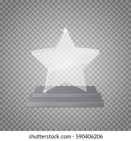 Empty glass trophy awards on  transparent background 