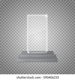 Empty glass trophy awards on  transparent background 