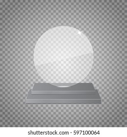 Empty glass trophy awards on  transparent background 