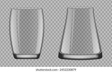 Jarrón de vidrio vacío realista. Vaso de cristal para flores