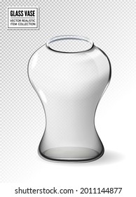 Empty glass vase. Vector realistic 3d illustration.