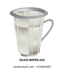 empty glass warer jug isolated with white background 3D vintage vector clip art is the graphic arts,refers to pre-made images used to illustrate any medium. 