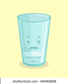 Empty glass of water. Vector flat cartoon illustration