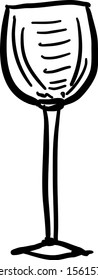 Vidrio vacío de vino, ilustración, vector sobre fondo blanco.