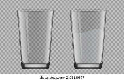 Vasos vacíos. Taza de cristal realista. 