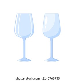 Gafas vacías para el vino. Conjunto de ilustraciones de vector
