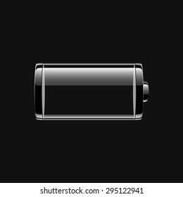 Empty glossy battery icon on dark background, vector illustration