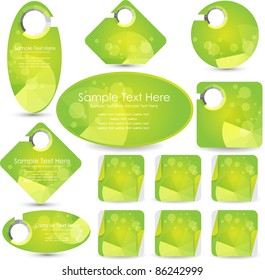empty glossy green tags and badges