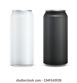 Empty glossy metal white and black aluminium beer pack. Vector illustration