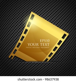 Empty gold camera film roll, vector illustration