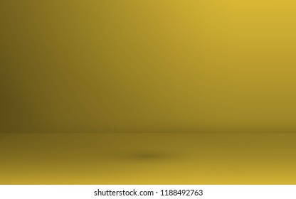 Empty gold color studio room with shadow background ,Template for premium, luxury product presentation