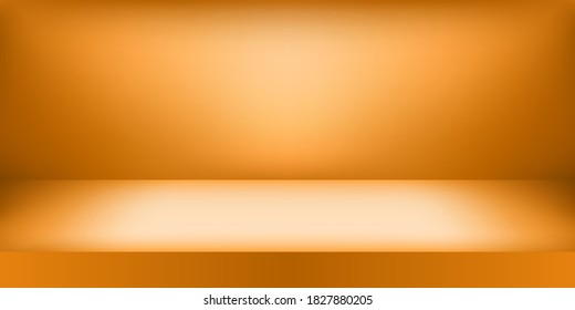 Empty gold color studio. Room background, product display with copy space for display of content design. Vector illustration