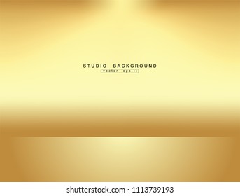 Empty gold gradient studio room Backdrop. luxury frame interior with copyspace for your creative project . Vector illustration EPS 10