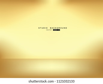 Empty gold gradient studio room Backdrop. luxury frame interior with copyspace for your creative project . Vector illustration EPS 10
