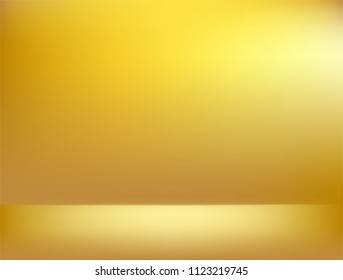 Empty gold gradient studio room Backdrop. luxury frame interior with copyspace for your creative project . Vector illustration EPS 10