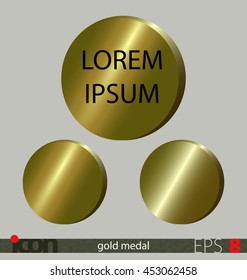 Empty gold medal icon. Three variants on isolated background.