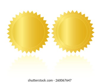 Empty gold seal / stamp isolated on white background 