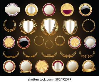 Empty gold and silver labels collection 