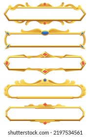 Empty gold ui frames with gems. Set of game frames in medieval and modern style. svg