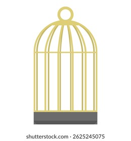Empty golden birdcage is waiting for its future owner to fill it