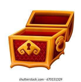 Empty golden chest. Vector illustration