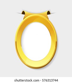 Empty golden picture frame template.