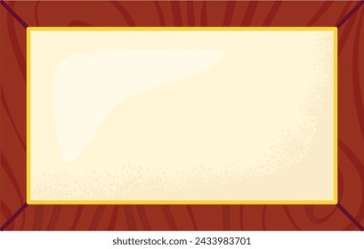 Empty golden plaque mounted wooden surface. Golden nameplate copy space text against wood grain background. Elegant blank signboard customization engraving