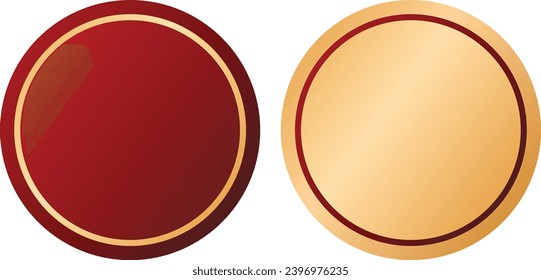Empty golden red round label border frame illustration png clipart