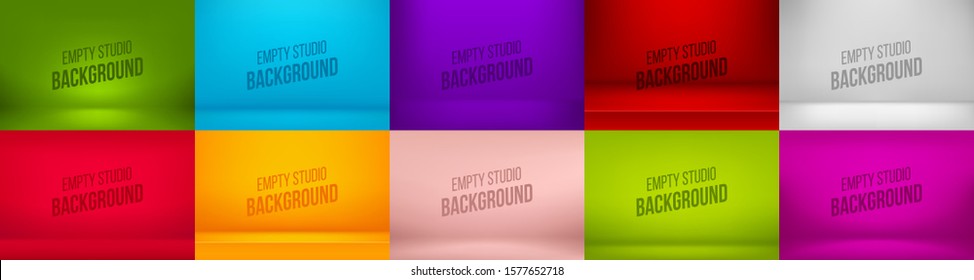 Empty gradient background. Studio table room. Blank light interior. Copy space scene for display. Banner for advertise product on website. Vector illustration template wallpaper.
