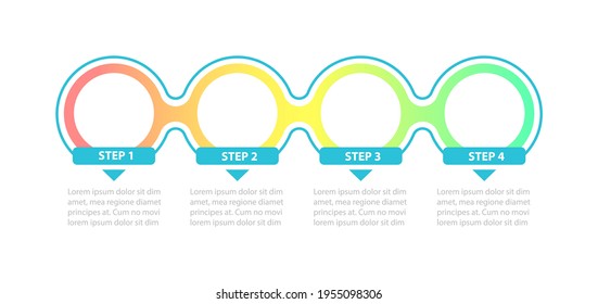 Empty gradient circles vector infographic template. Colored presentation design elements with text space. Data visualization with 4 steps. Process timeline chart. Workflow layout with copyspace