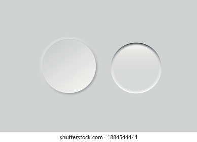 Empty gray button on gray background. Vector illustration.