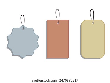 Empty gray, orange and green product labels.