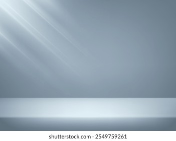 Fondo de estudio gris vacío. Gradiente Abstractas Gris. sala de pared con luces. Espacio para la venta de productos en el Sitio web. Vector de fondo 3d. Ilustración vectorial.