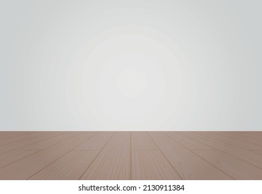 Empty gray wall room with laminate floor.Vector illustration.