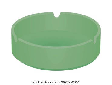 Empty green ashtray. vector illustration