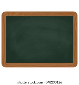 empty green chalk board with brown wooden frame